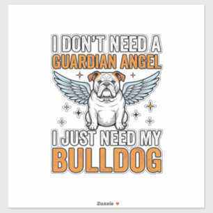 Adesivo Camisa Anjo da Guarda Bulldog Amante de Cães Vinta