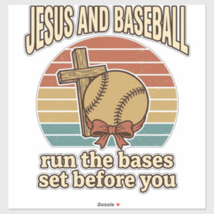 Adesivo Camisa Cristã Vintage Jesus e Beisebol