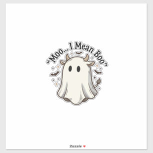 Adesivo Camisa Cute Ghost Cow Halloween Moo Eu Quero Dizer