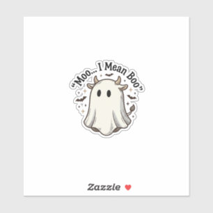 Adesivo Camisa Cute Ghost Cow Halloween Moo Eu Quero Dizer