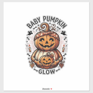 Adesivo Camisa de Abóbora de Gravidez Halloween Vintage Ba