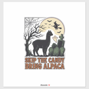 Adesivo Camisa de Alpaca de Halloween Fofa Assustadora Vin