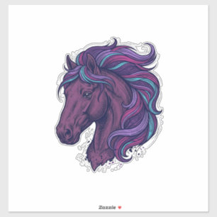 Adesivo Camisa de arte de cabeça de cavalo colorida gravad