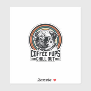 Adesivo Camisa de Cachorro Café Retro Chill Pug Gráfico_1