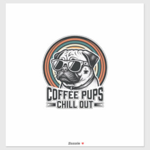 Adesivo Camisa de Cachorro Café Retro Chill Pug Gráfico_1