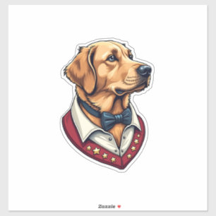 Adesivo Camisa de cachorro patriótica vintage do Golden Re