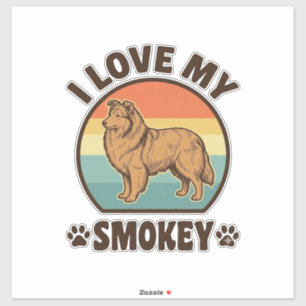 Adesivo Camisa de cachorro Smokey Sheltie pôr do sol vinta