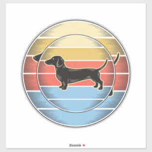 Adesivo Camisa de cachorro vintage dachshund pôr do sol re