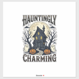 Adesivo Camisa de Casa Assombrada Vintage Halloween Cottag