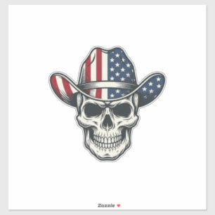 Adesivo Camisa de caveira de cowboy patriota com gravação 