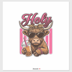 Adesivo Camisa de Chá Boba Vintage Vaca das Terras Altas S