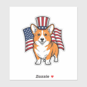 Adesivo Camisa de Corgi Patriota com Desenho de Gravura Vi