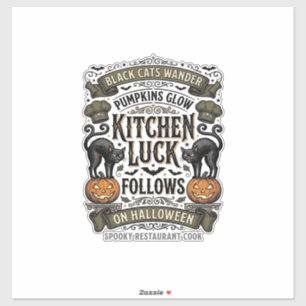 Adesivo Camisa de Cozinheiro de Halloween Gato Preto Abóbo