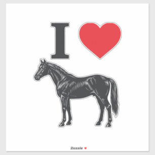 Adesivo Camisa de desenho de gravura vintage Eu amo cavalo