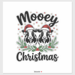 Adesivo Camisa de Desenho de Natal de Vaca Mooey Vintage