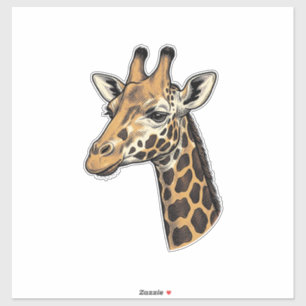 Adesivo Camisa de desenho de retrato de girafa com gravaçã