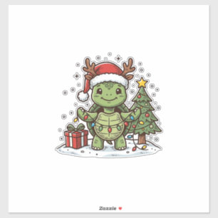 Adesivo Camisa de Desenho de Tartaruga de Natal Fofo Vinta