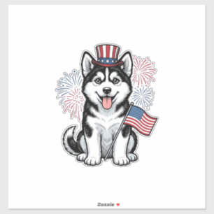Adesivo Camisa de Desenho Vintage de Cachorro Husky Patrio