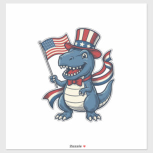 Adesivo Camisa de Dinossauro Patriótico Vintage Vetor Desi