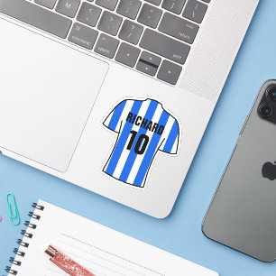 Adesivo Camisa de futebol design em Blue & White Stripes