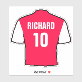 Adesivo Camisa de futebol design em vermelho e branco.