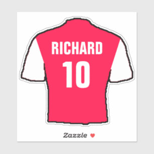 Adesivo Camisa de futebol design em vermelho e branco.