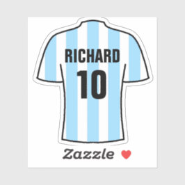 Adesivo Camisa de futebol design in LightBlue & White Stri