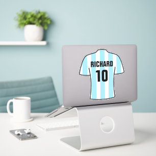 Adesivo Camisa de futebol design in LightBlue & White Stri