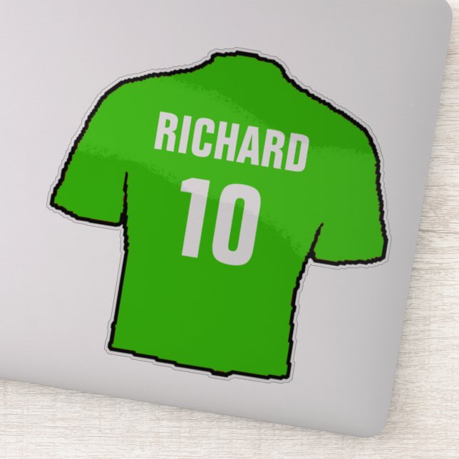 Adesivo Camisa de futebol verde para personalizar. (Detalhe)