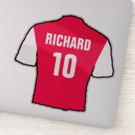 Adesivo Camisa de Futebol Vermelha e Branca em um