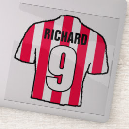 Adesivo Camisa de futebol vermelha e branca em uma