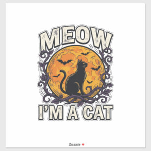 Adesivo Camisa de Gato do Halloween Meow Eu Sou Um Gato Vi