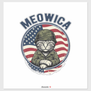 Adesivo Camisa de Gato Patriótico Meowica com Gravura Vint