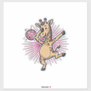 Adesivo Camisa de Girafa Dançante Bola de Disco Gravura Vi