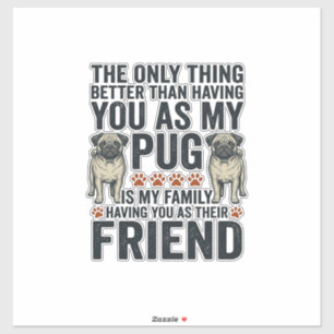 Adesivo Camisa de Gravura Vintage Amigo Família Pug Engraç