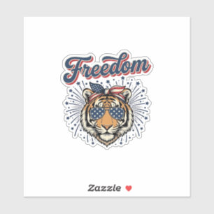 Adesivo Camisa de Gravura Vintage Patriótica Freedom Tiger