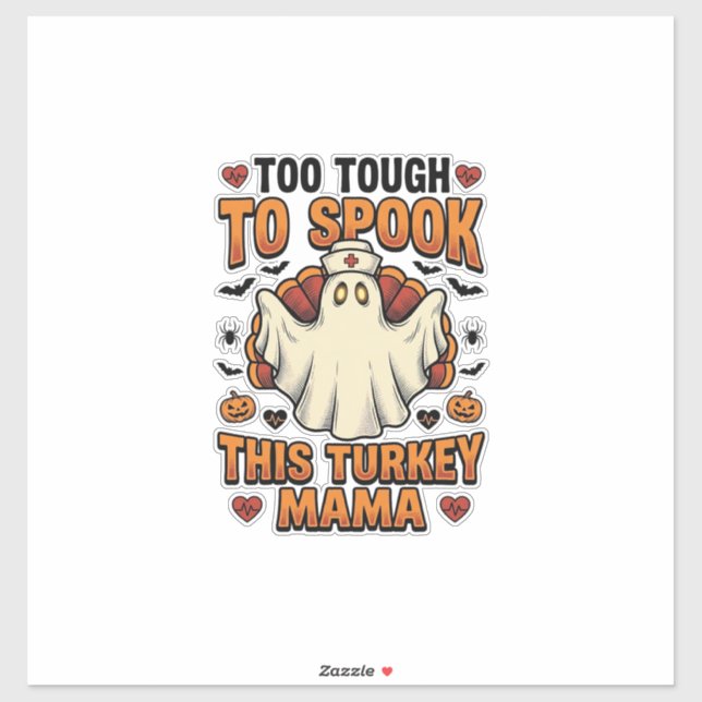 Adesivo Camisa de Halloween da Mamãe Peru com Fantasma de  (Folha)