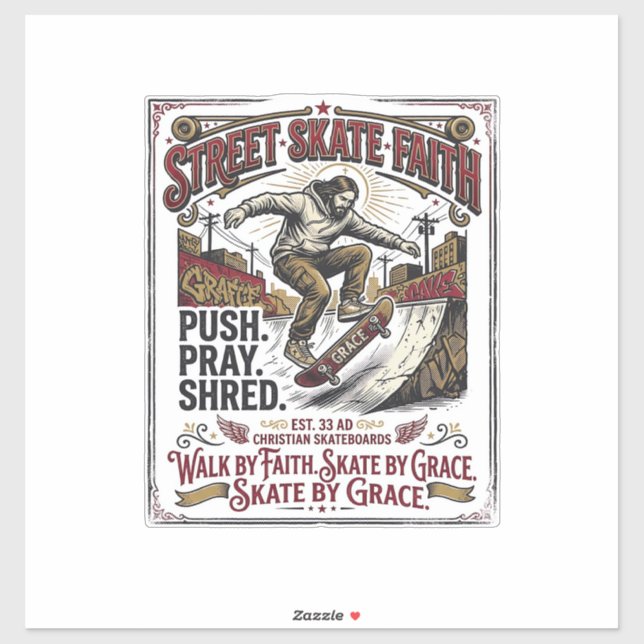 Adesivo Camisa de Jesus Skate Longboard Cristão (Folha)