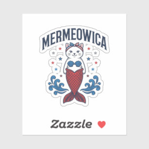 Adesivo Camisa de Mermaid de Gato Patriota Mermeowica Desi