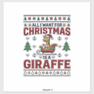 Adesivo Camisa de Natal Funny Giraffe Sleigh Des