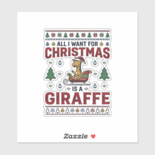 Adesivo Camisa de Natal Funny Giraffe Sleigh Natal Des