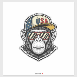 Adesivo Camisa de óculos de sol patrióticos de chimpanzé v