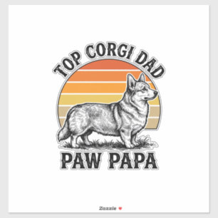 Adesivo Camisa de Papai Corgi Vintage Sunset Dog Papa Pres