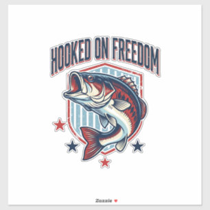 Adesivo Camisa de Pesca de Bass Vintage Presa à Liberdade