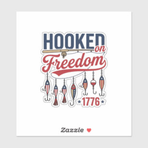 Adesivo Camisa de Pesca Patriótica Hooked on Freedom Desig