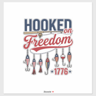 Adesivo Camisa de Pesca Patriótica Hooked on Freedom Desig