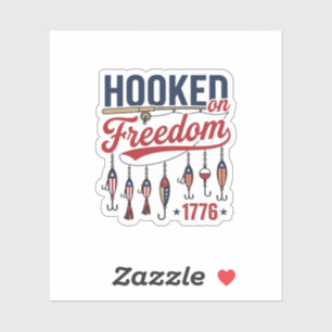 Adesivo Camisa de Pesca Patriótica Hooked on Freedom Desig