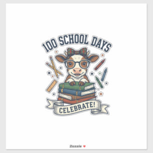 Adesivo Camisa de professora de escola de 100 dias Cow Vin
