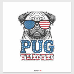 Adesivo Camisa de Pug Patriota com Desenho de Gravura Vint