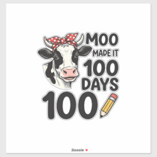 Adesivo Camisa de Vaca de 100 Dias Desenho de Escola de Gr